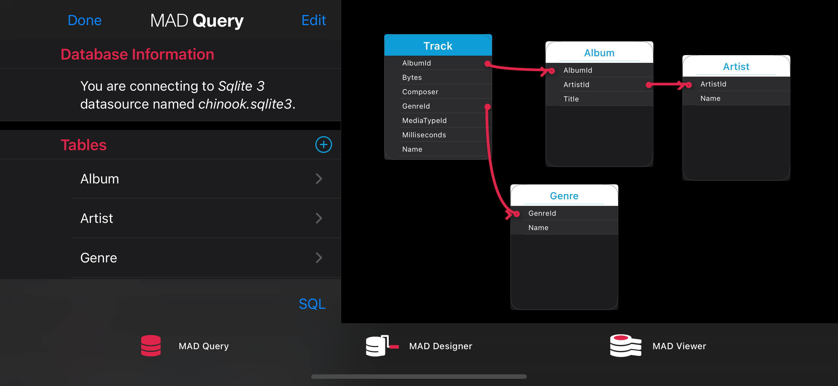 A landscape screenshot of the query designer.