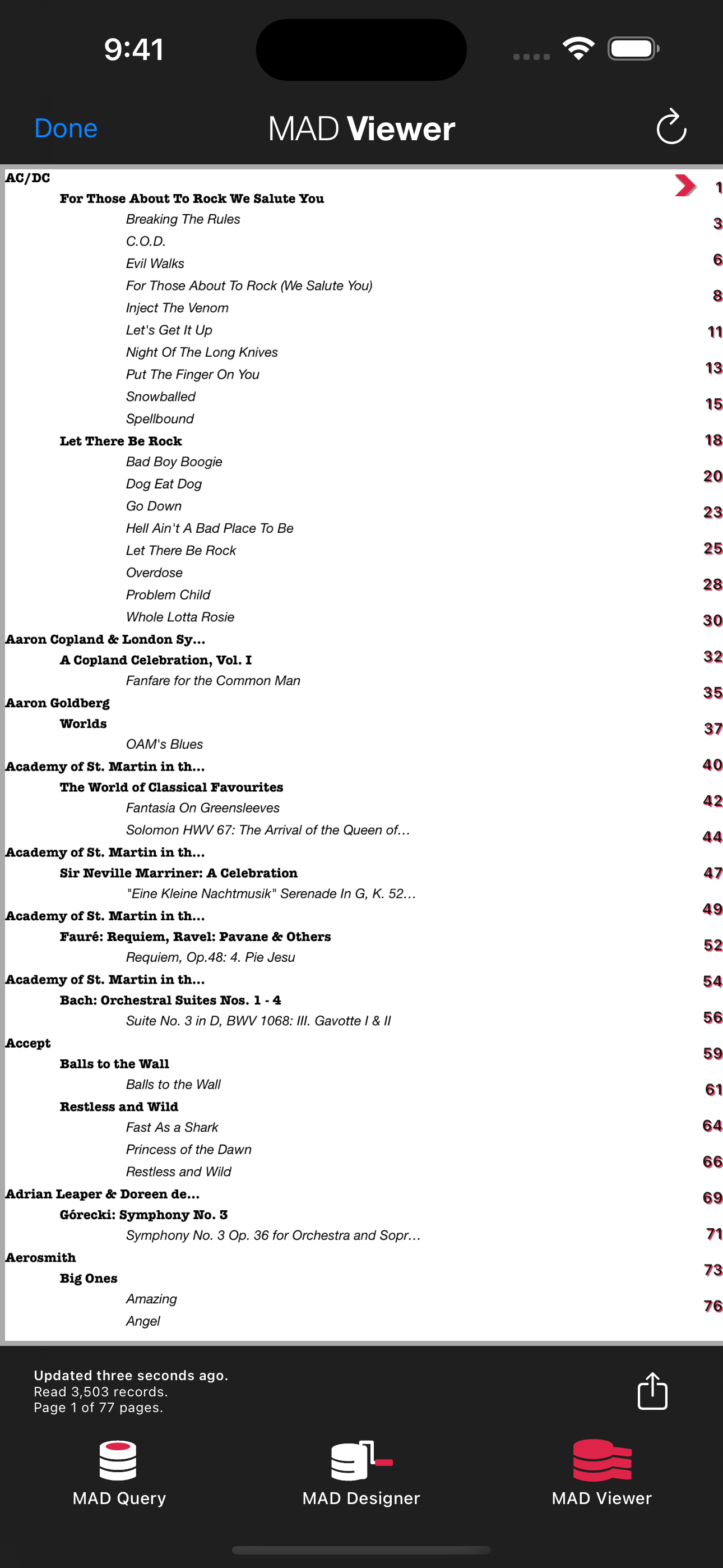 A screenshot of a sample report.